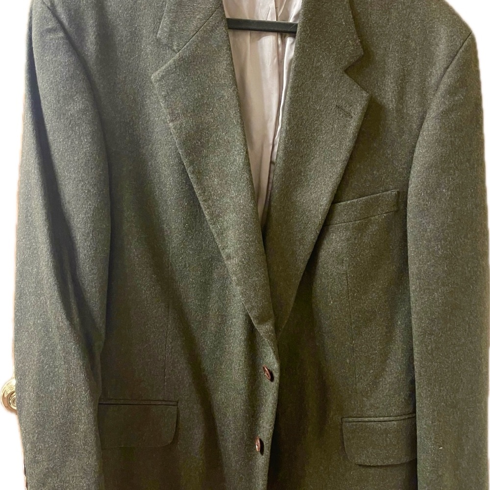 Lands' End 100% Wool Sport Coat Jacket Original Tiroler Loden Moss Green SZ 46R